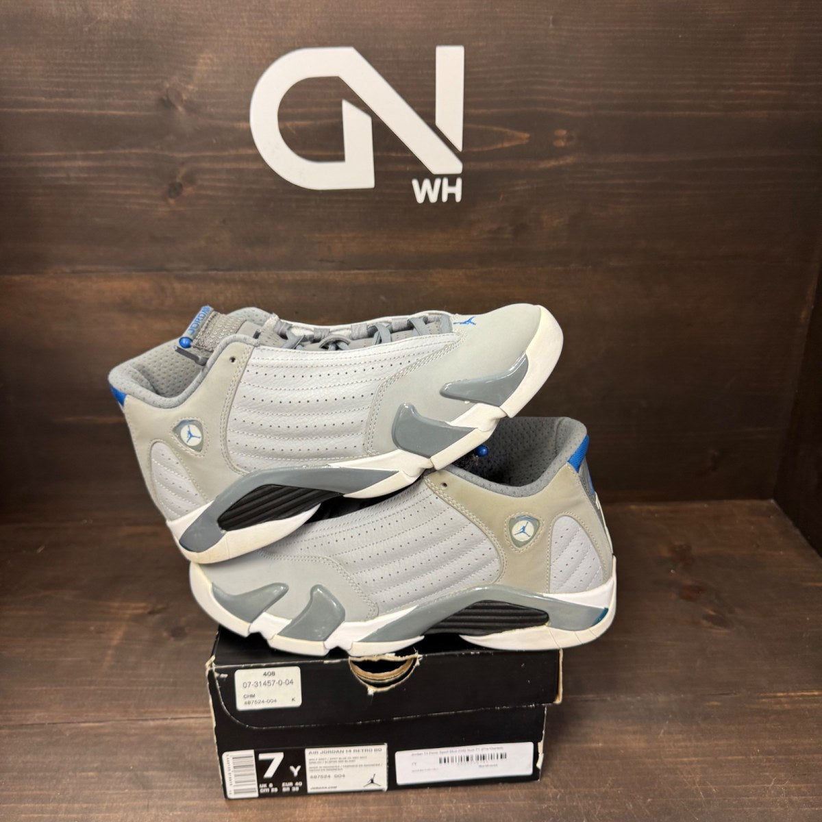 Jordan 14 Retro Sport Blue (GS) - Image 1