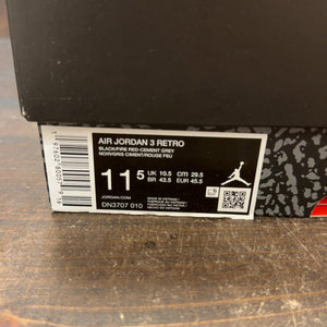 Jordan 3 Retro OG Black Cement (2024) Size 11.5 (Pre-Owned) - aux