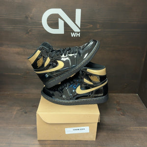 Jordan 1 Retro High Black Metallic Gold (2020) Size 8 (Pre-Owned) - Image 1
