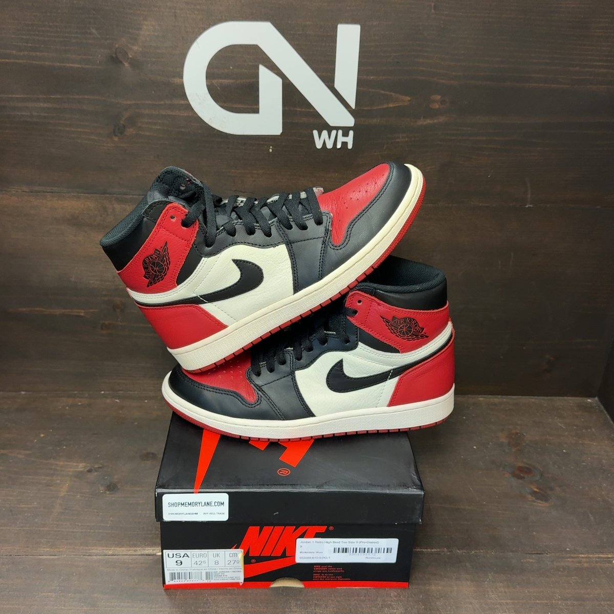 Jordan 1 Retro High Bred Toe Size 9 (Pre-Owned) - front