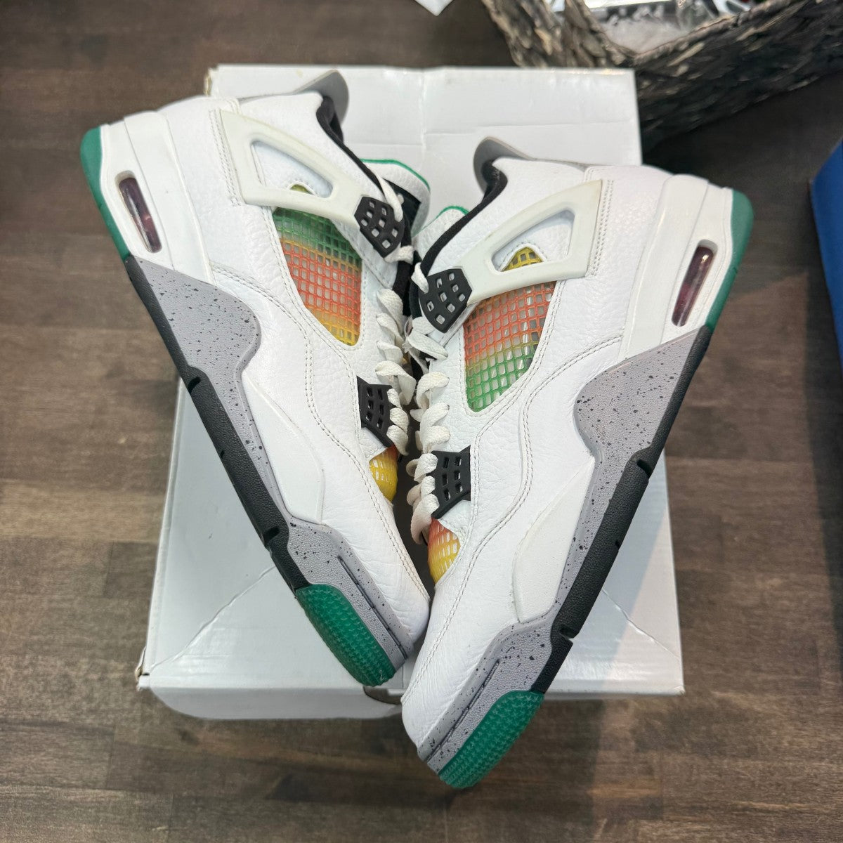 Jordan 4 Retro Lucid Green Rasta (Women's) - Image 1