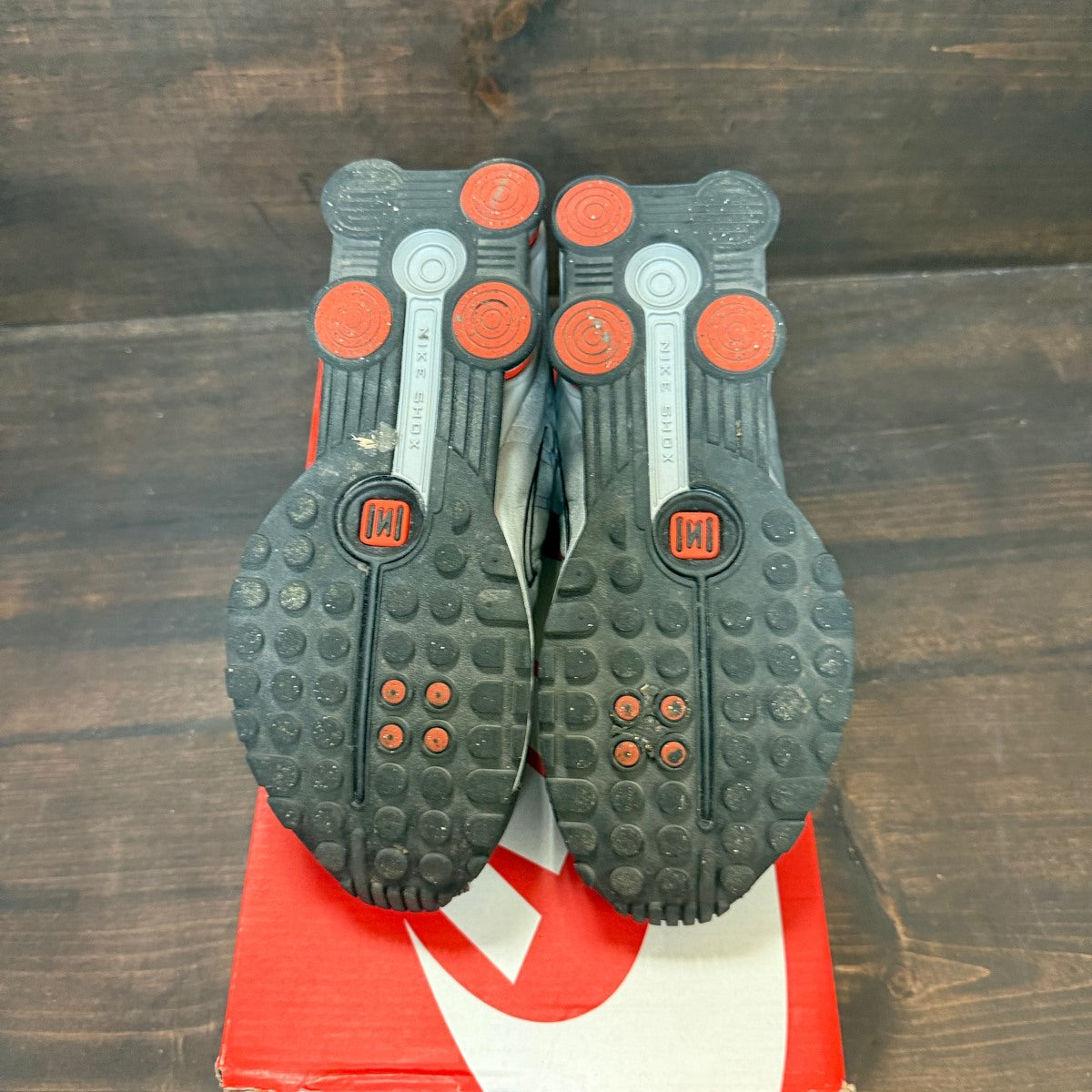 Nike Shox R4 Metallic Silver Black Picante Red (GS) - Image 6