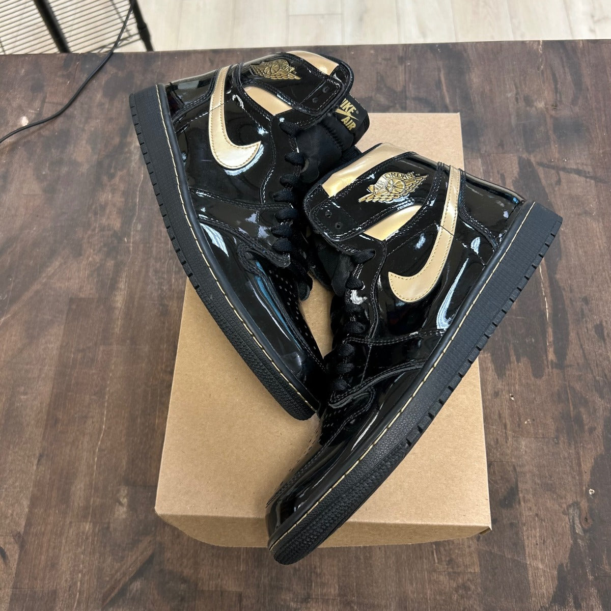 Jordan 1 Retro High Black Metallic Gold (2020) Size 11 (Pre-Owned) - Image 1