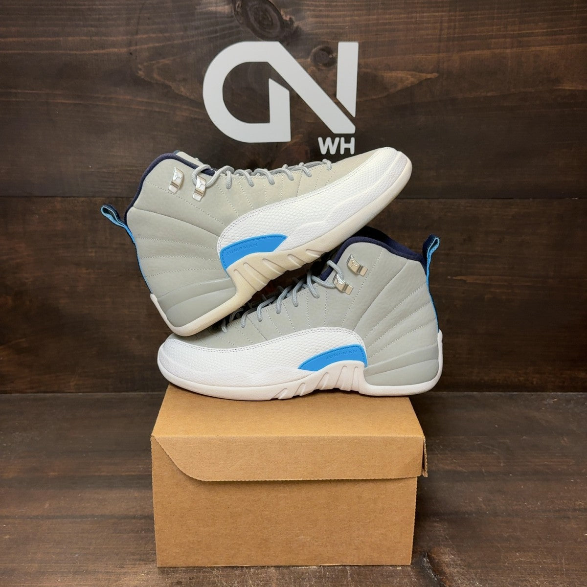 Jordan 12 Retro Grey University Blue (GS) Size 7Y (Pre-Owned) - Image 1