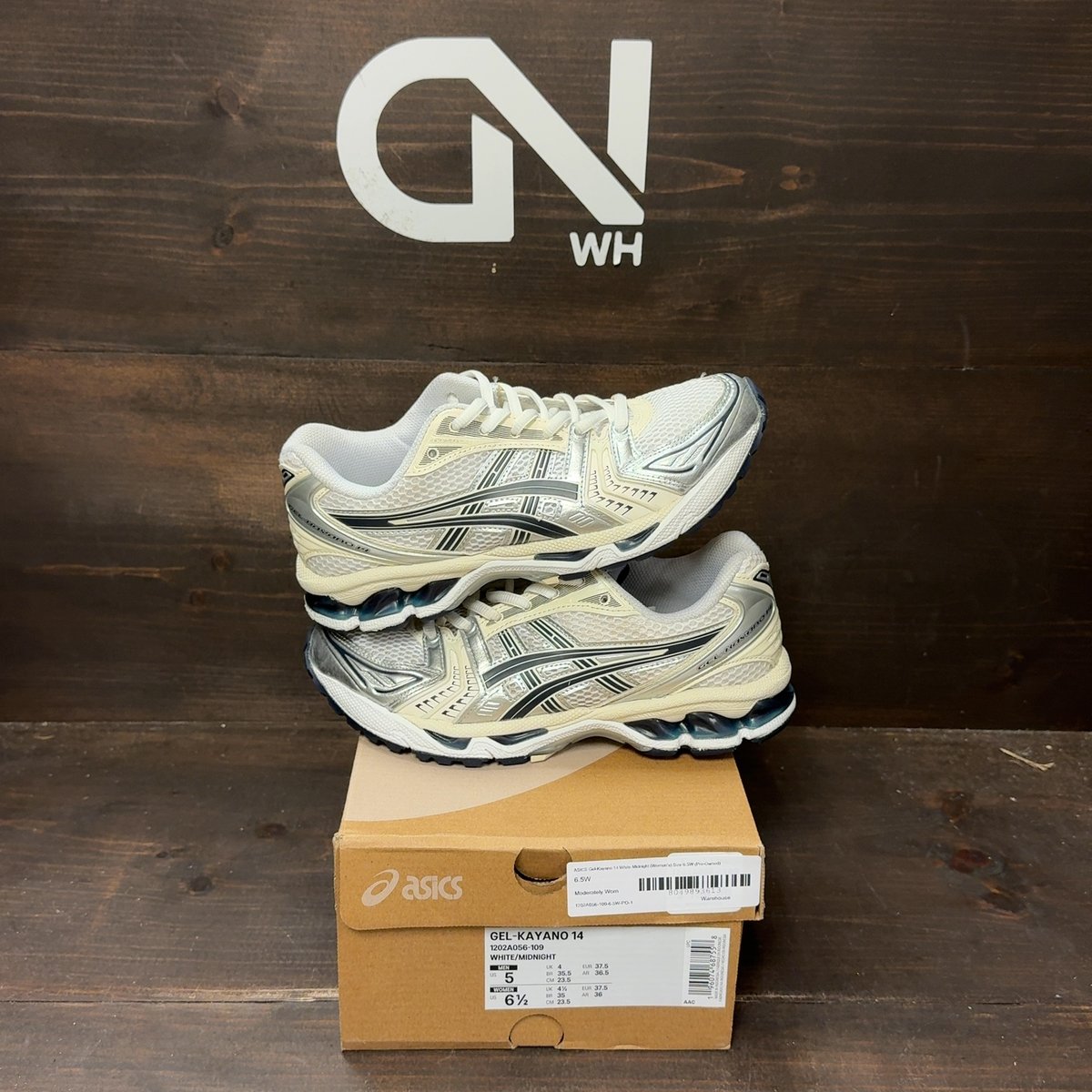 ASICS Gel-Kayano 14 White Midnight (Women's) Size 6.5W (Pre-Owned) - front