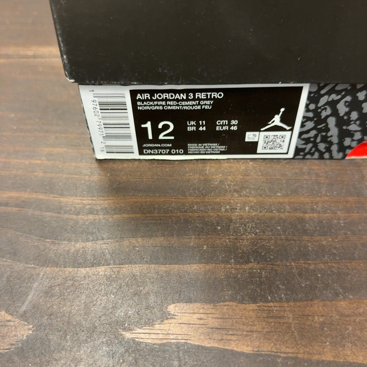 Jordan 3 Retro OG Black Cement (2024) Size 12 (Pre-Owned) - aux