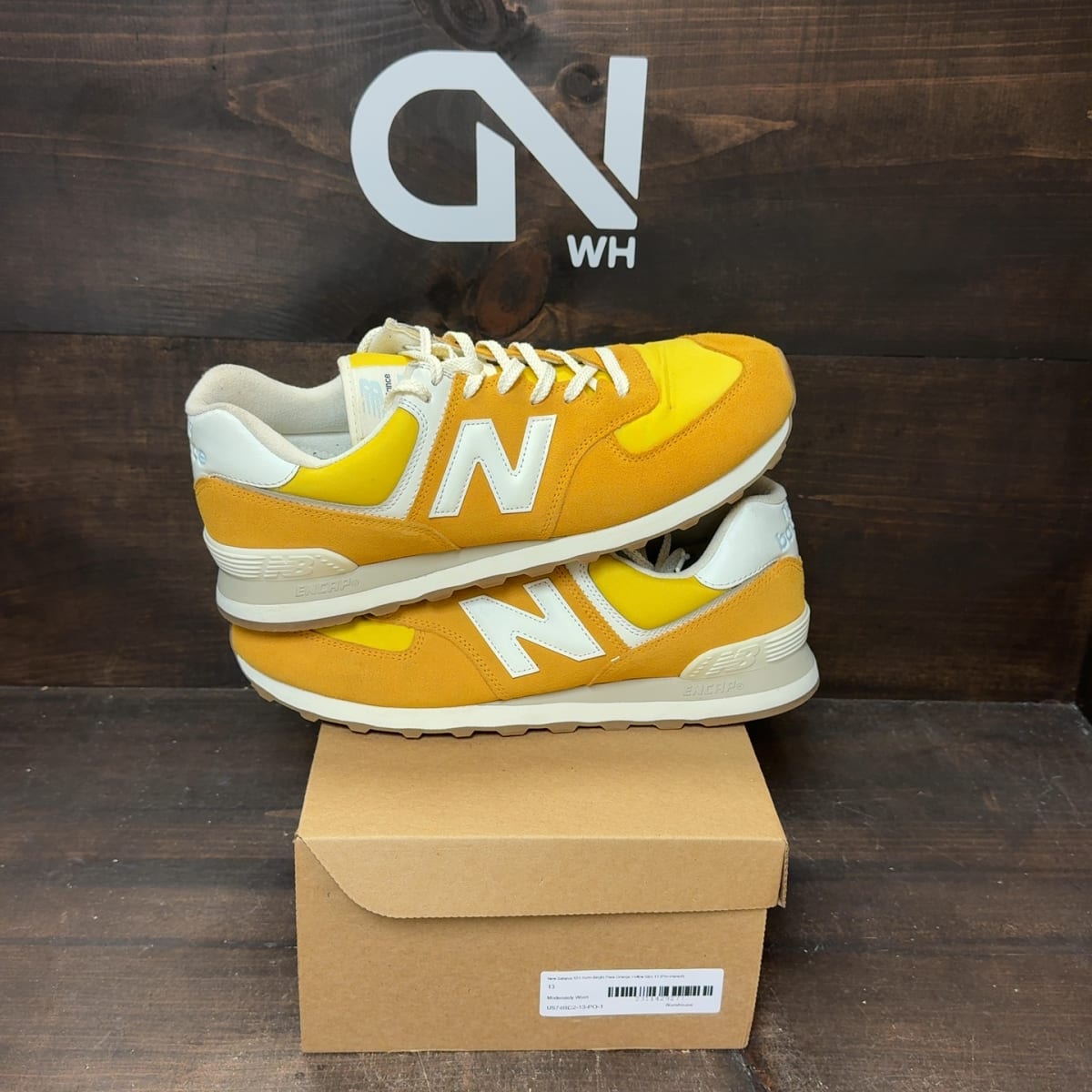 New Balance 574 Retro Bright Pack Orange Yellow Size 13 (Pre-Owned) - front