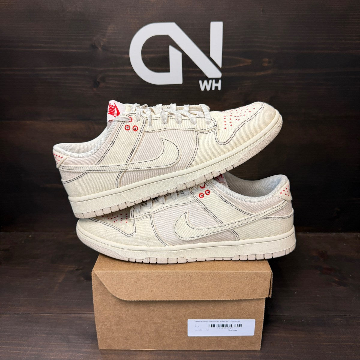 Nike Dunk Low Light Orewood Brown Sashiko Size 11.5 (Pre-Owned) - Image 1