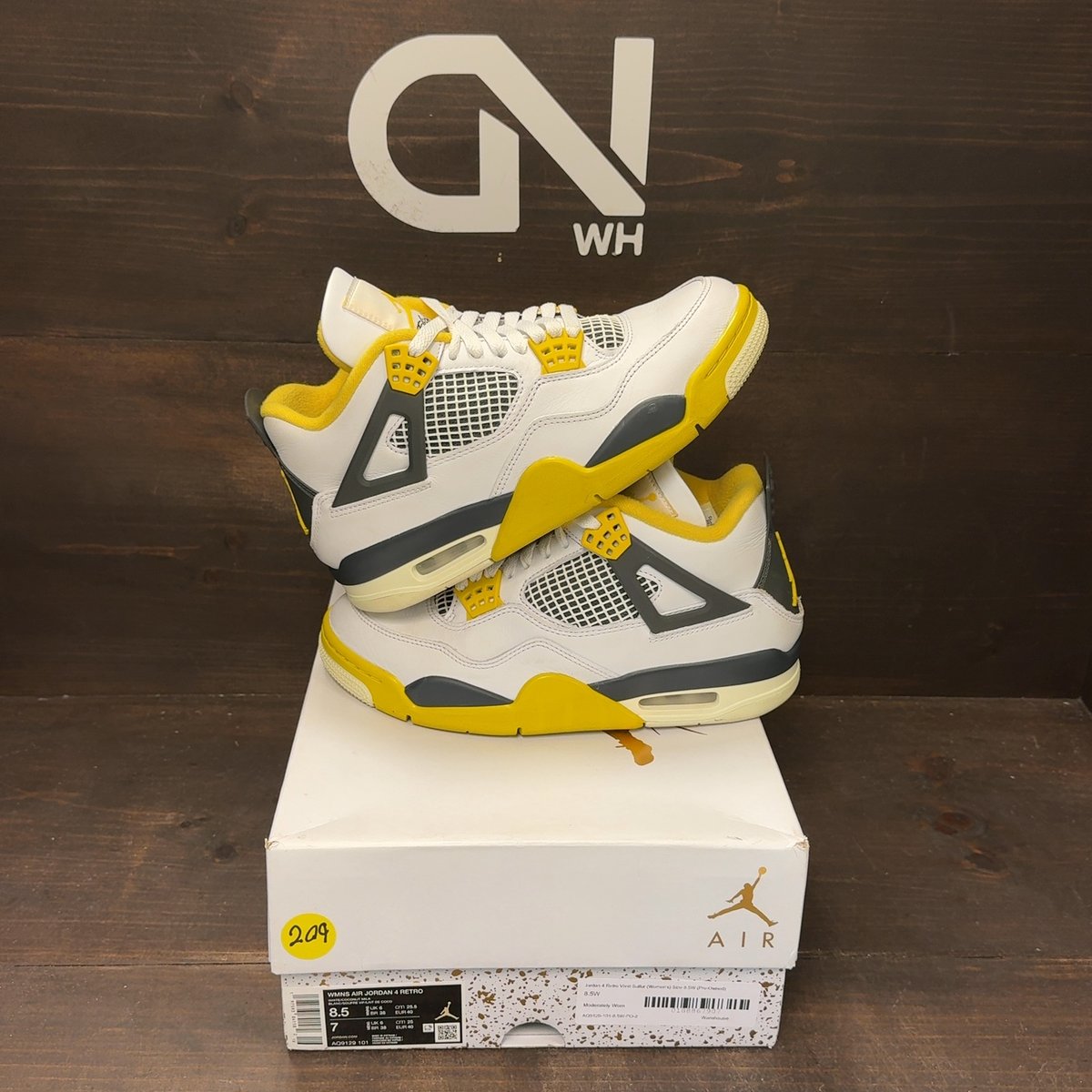 Jordan 4 Retro Vivid Sulfur (Women's) Size 8.5W (Pre-Owned) - front