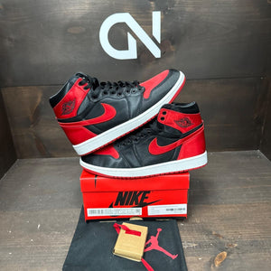 Jordan 1 Retro High OG Satin Bred (Women's) Size 11W (Pre-Owned) - front