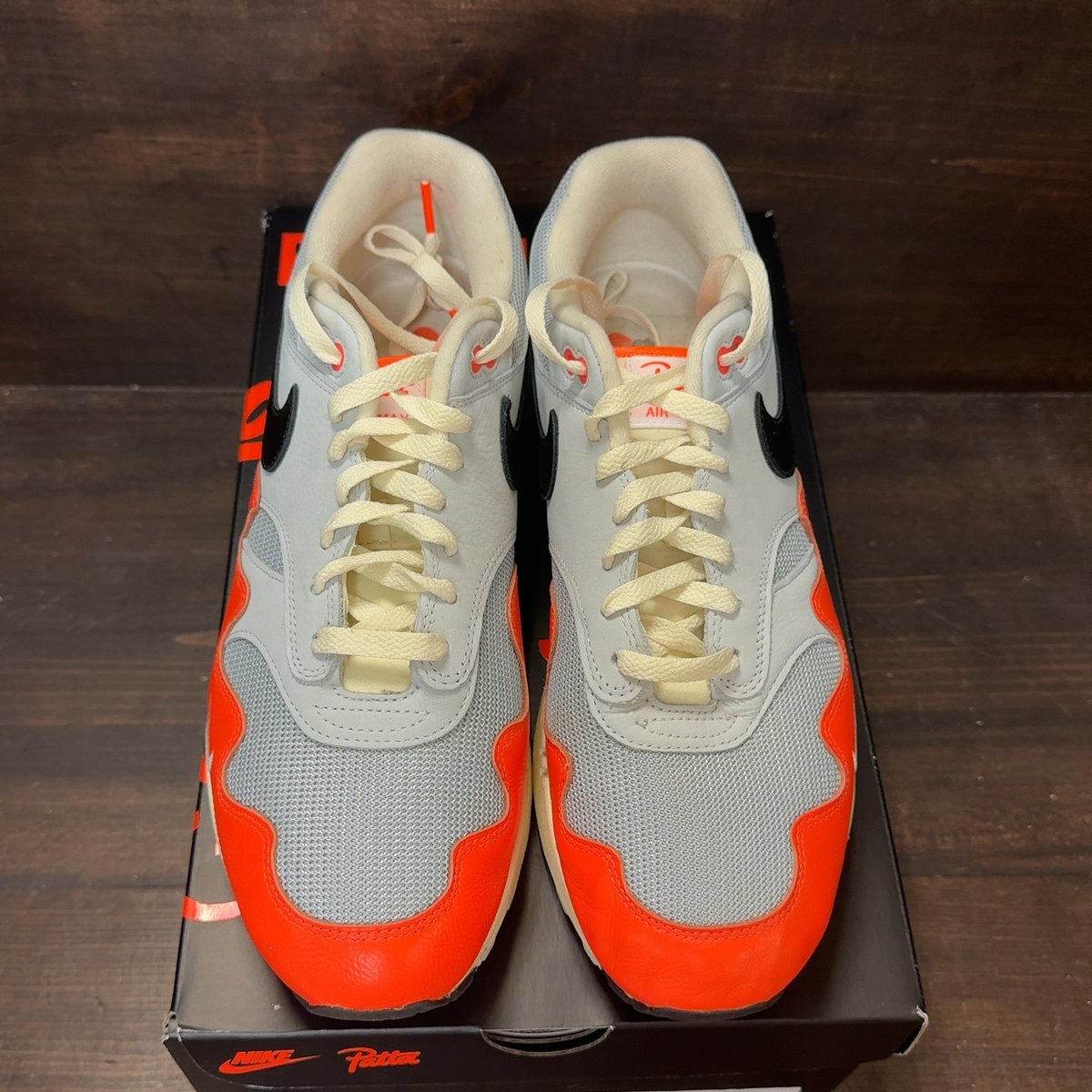 Nike Air Max 1 Patta Waves Hyper Crimson Pure Platinum (With Bracelet) Size 12 (Pre-Owned) - tag