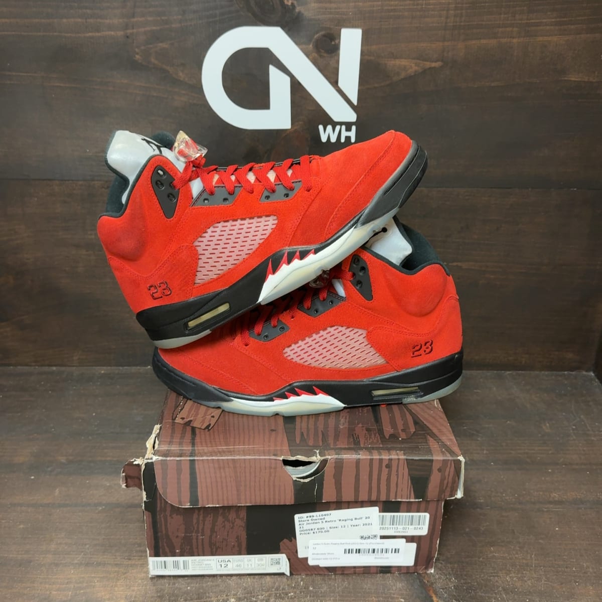 Jordan 5 Retro Raging Bull Red (2021) Size 12 (Pre-Owned) - front