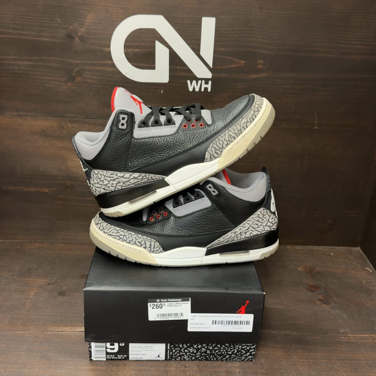 Jordan 3 Retro Black Cement (2018) Size 9.5 (Pre-Owned) - front
