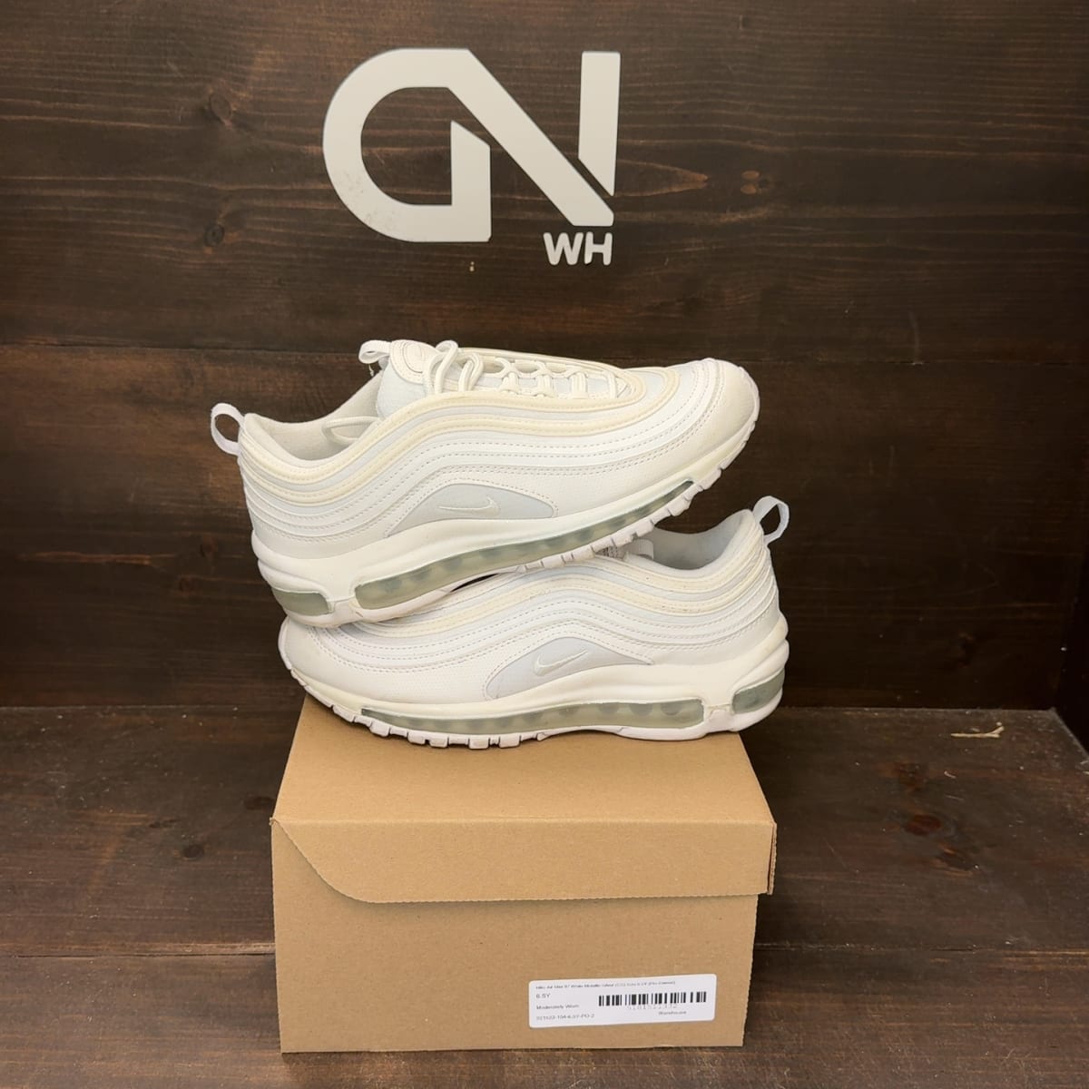 Nike Air Max 97 White Metallic Silver (GS) Size 6.5Y (Pre-Owned) - front