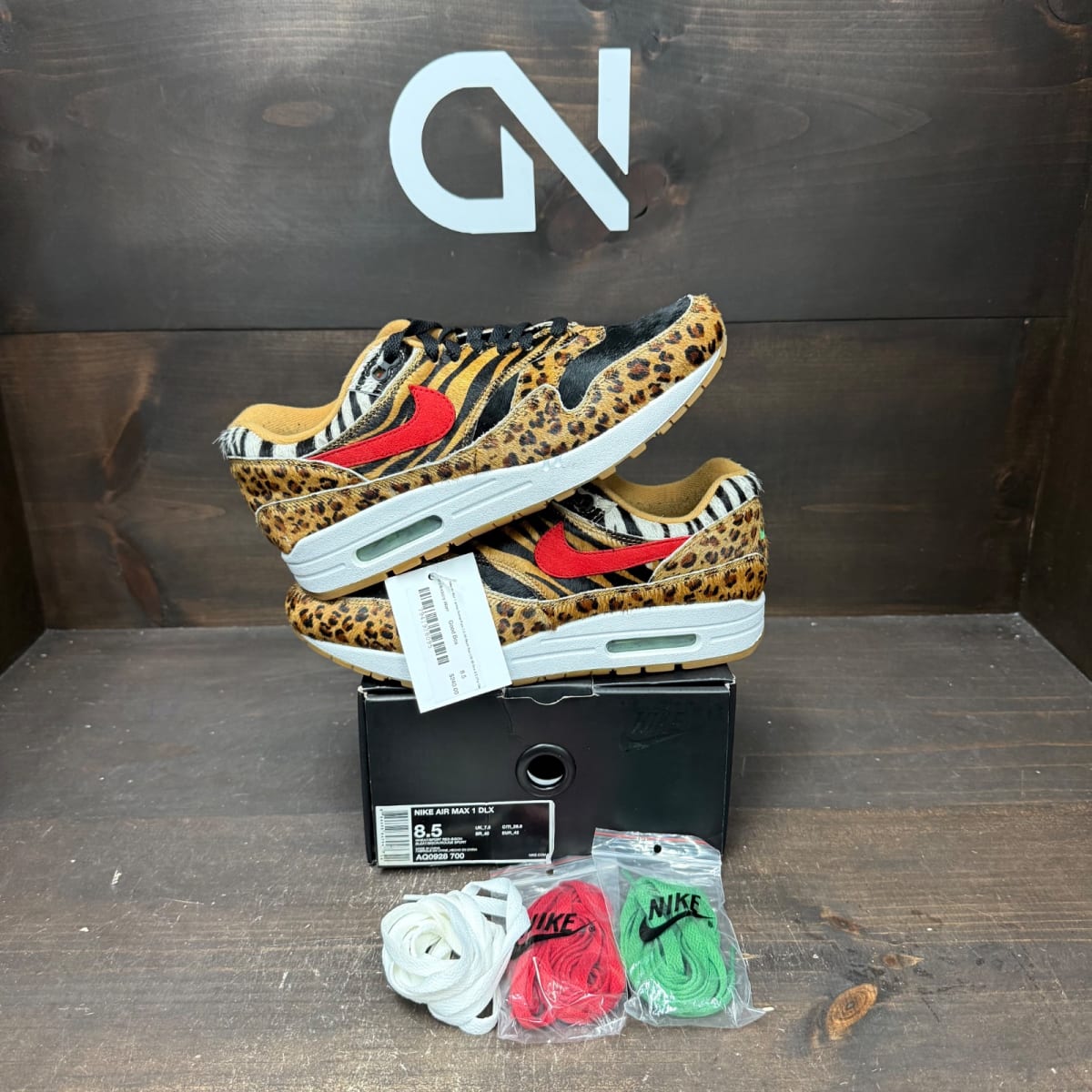 Nike Air Max 1 atmos Animal Pack 2.0 (All Black Box) (2018) Size 8.5 (Pre-Owned) - front