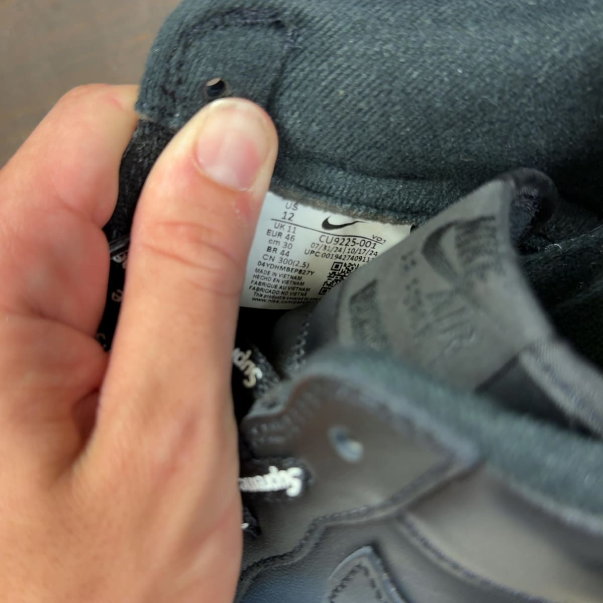 Nike Air Force 1 Low Supreme Black Size 12 (Pre-Owned) - aux
