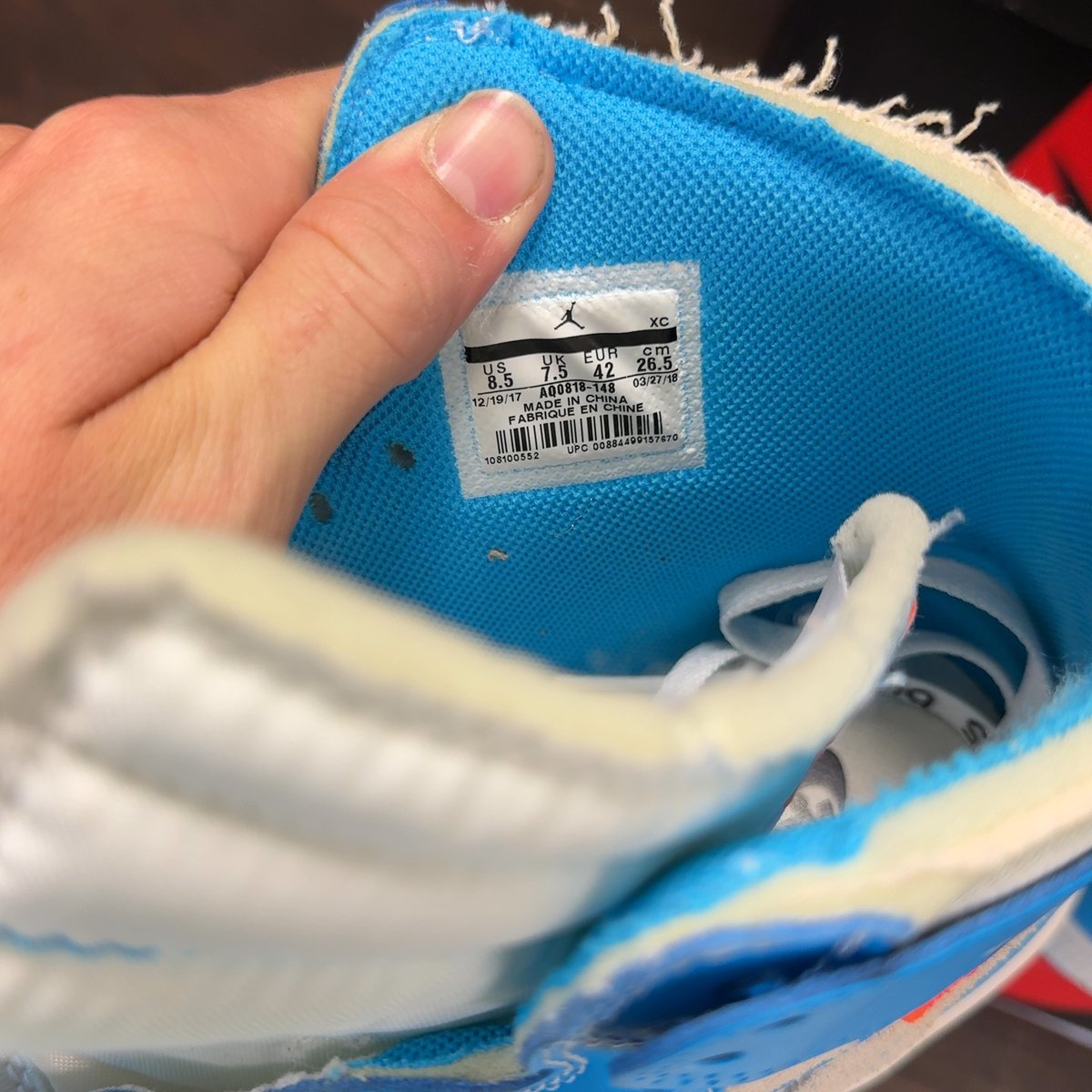 Jordan 1 Retro High Off-White University Blue Size 8.5 (Pre-Owned) - aux
