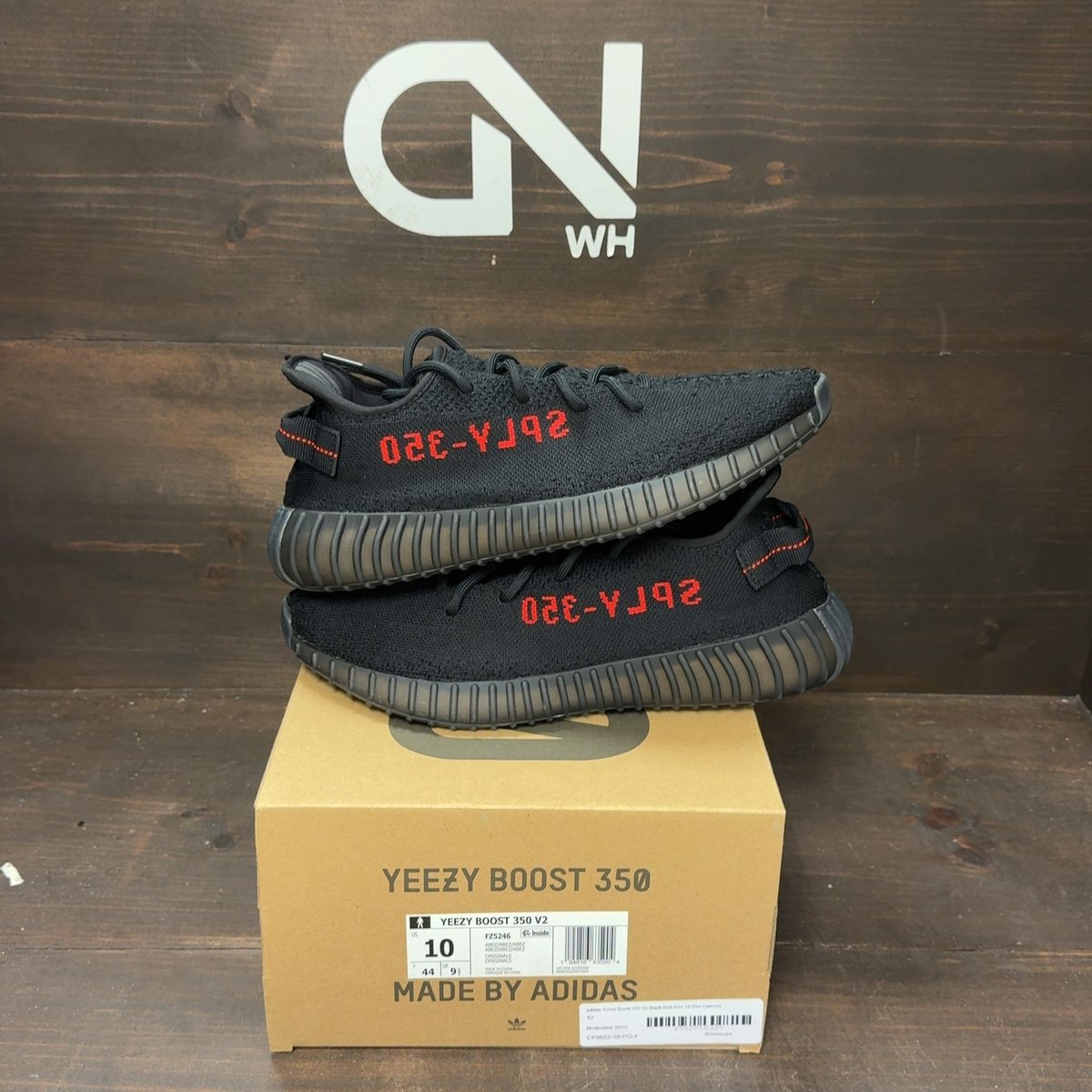 adidas Yeezy Boost 350 V2 Black Red Size 10 (Pre-Owned) - front