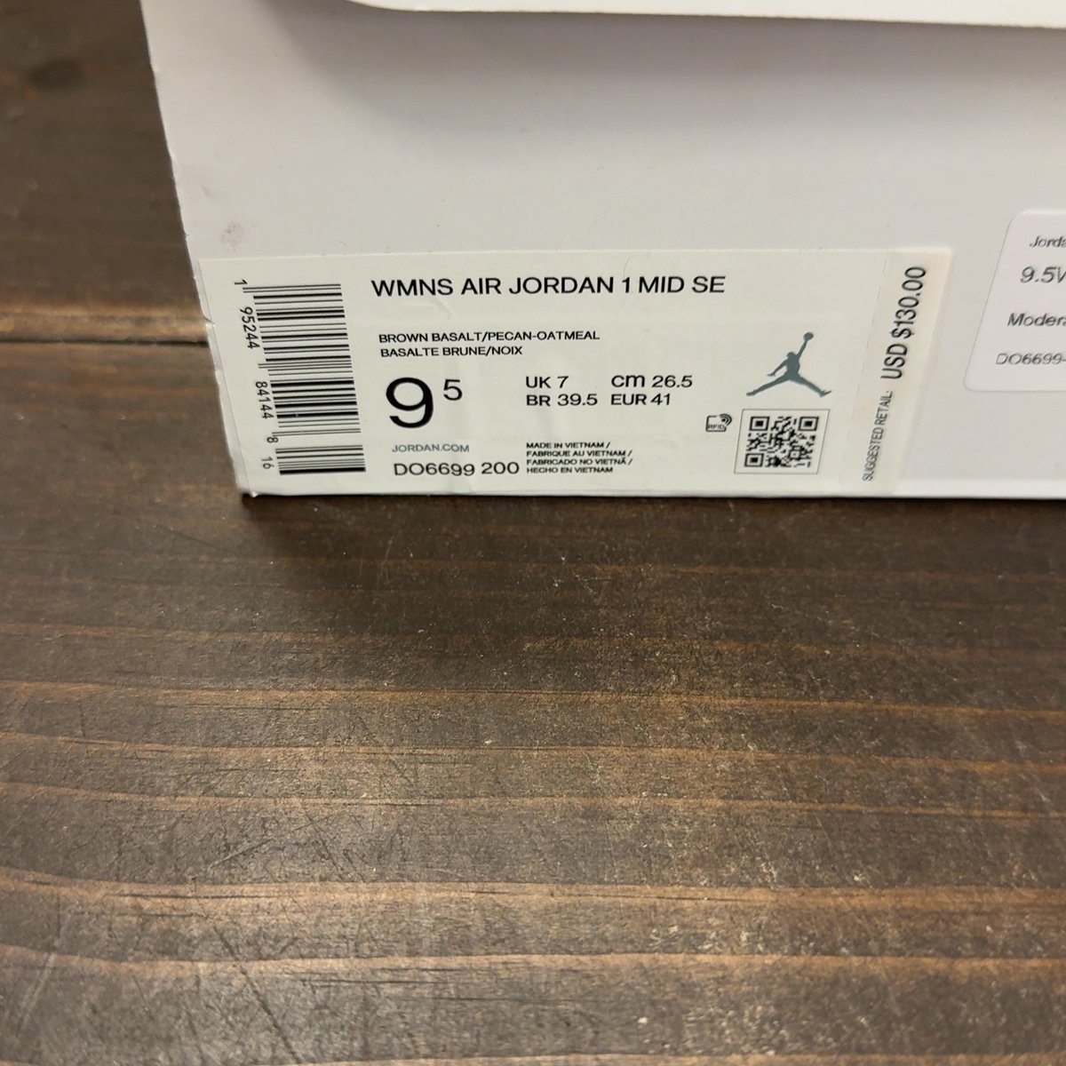 Jordan 1 Mid SE Brown Basalt Oatmeal (Women's) Size 9.5W (Pre-Owned) - aux