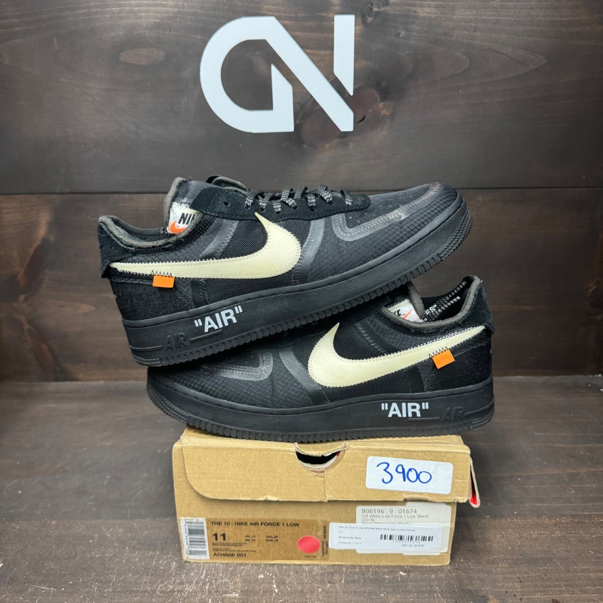 Nike Air Force 1 Low Off-White Black White Size 11 (Pre-Owned) - front