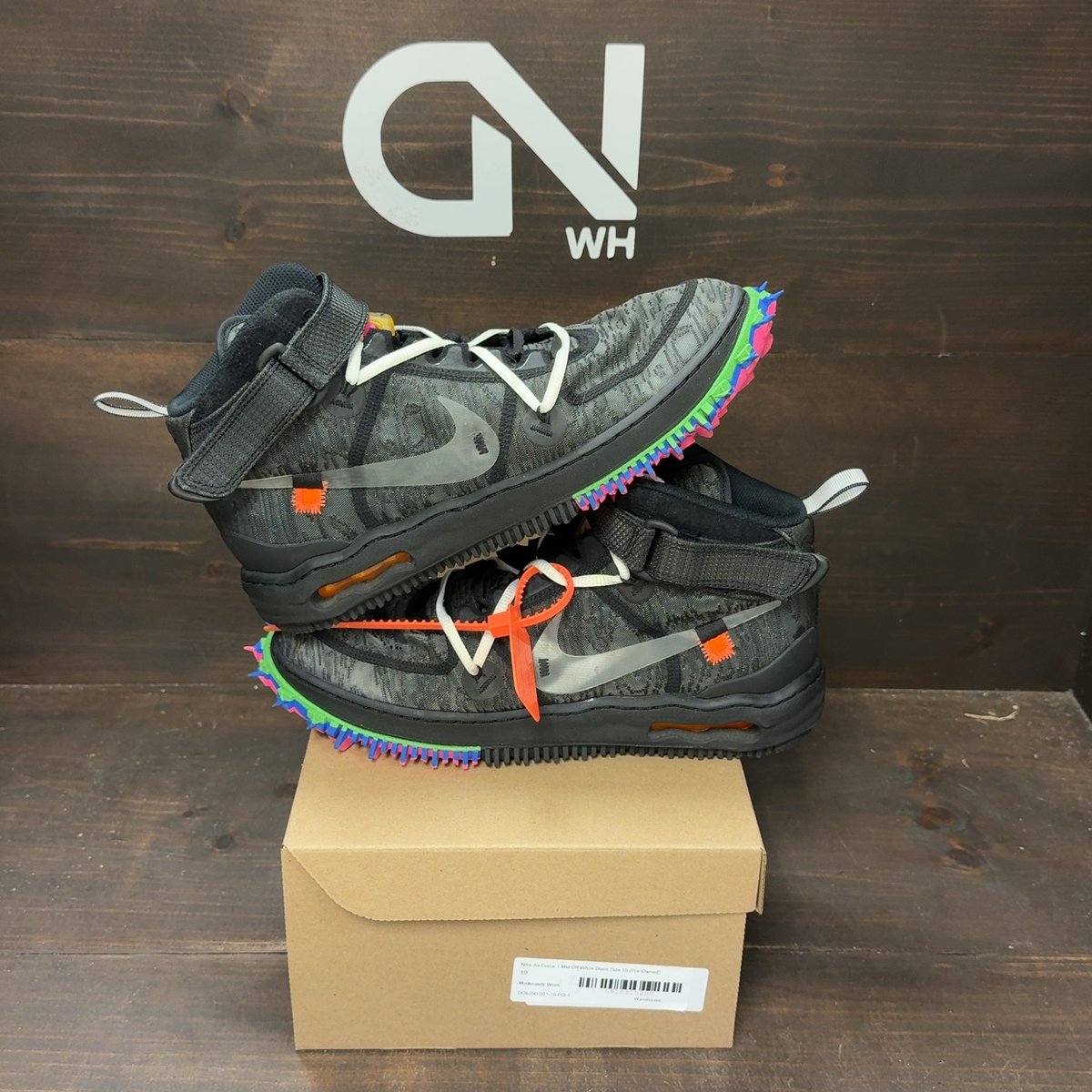 Nike Air Force 1 Mid Off-White Black Size 10 (Pre-Owned) - front