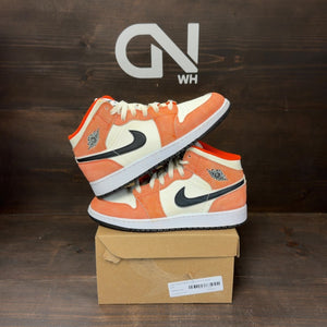Jordan 1 Mid SE Orange Suede (GS) Size 6.5Y (Pre-Owned) - Image 1