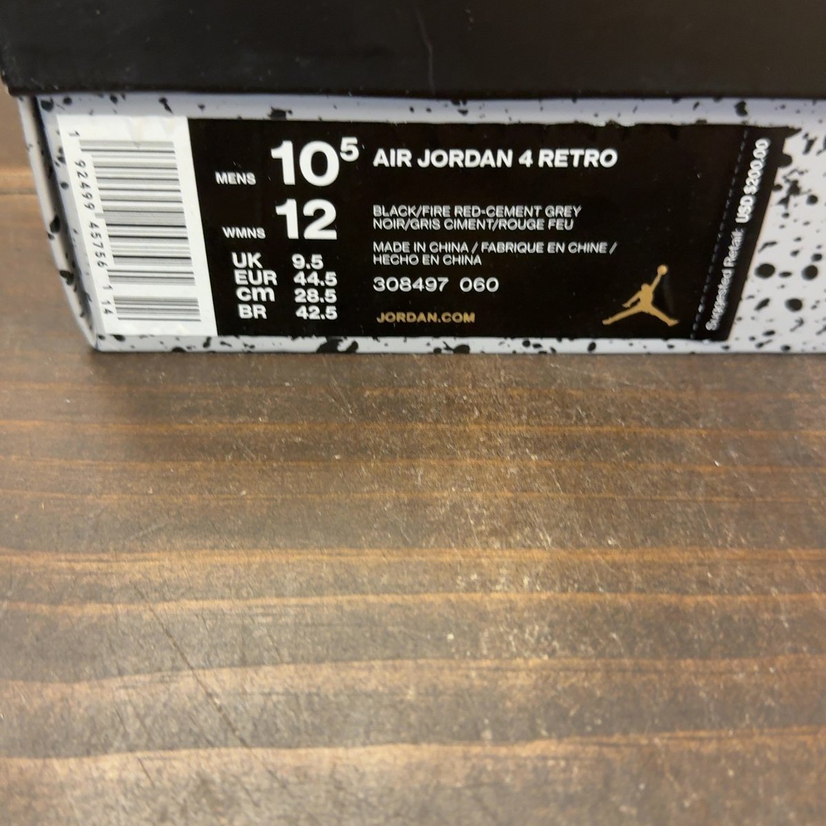 Jordan 4 Retro Bred (2019) Size 10.5 (Pre-Owned) - aux