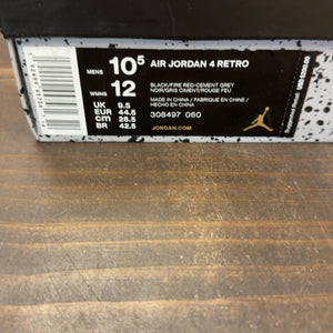 Jordan 4 Retro Bred (2019) Size 10.5 (Pre-Owned) - aux