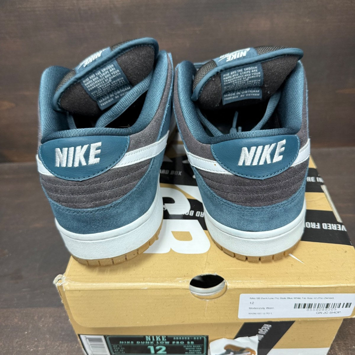 Nike SB Dunk Low Pro Slate Blue White Tar Size 12 (Pre-Owned) - Image 5