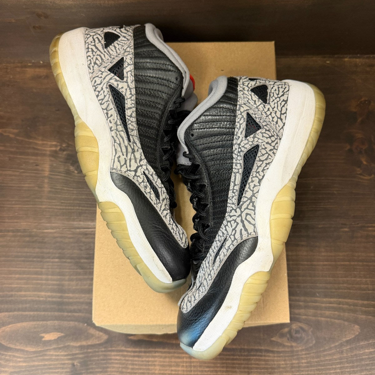 Jordan 11 Retro Low IE Black Cement Size 11.5 (Pre-Owned) - Image 2