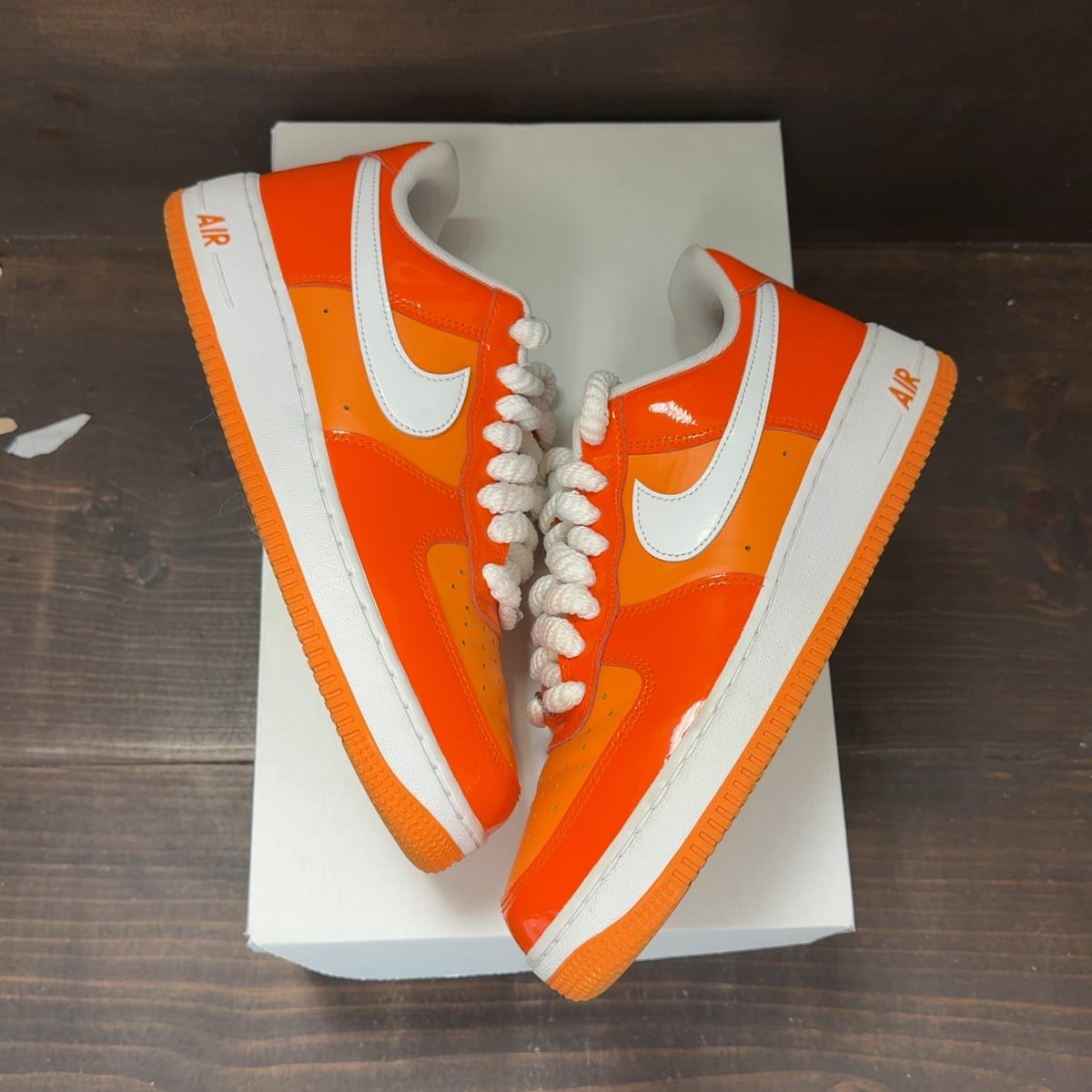 Nike Air Force 1 Low '07 Orange White Patent Size 8 (Pre-Owned) - back