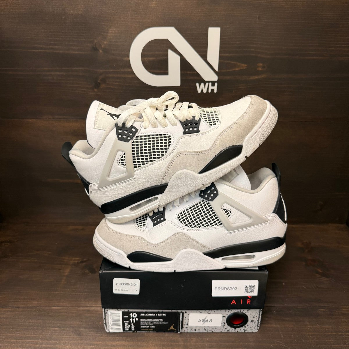 Jordan 4 Retro Military Black Size 10 (Pre-Owned) - Image 1