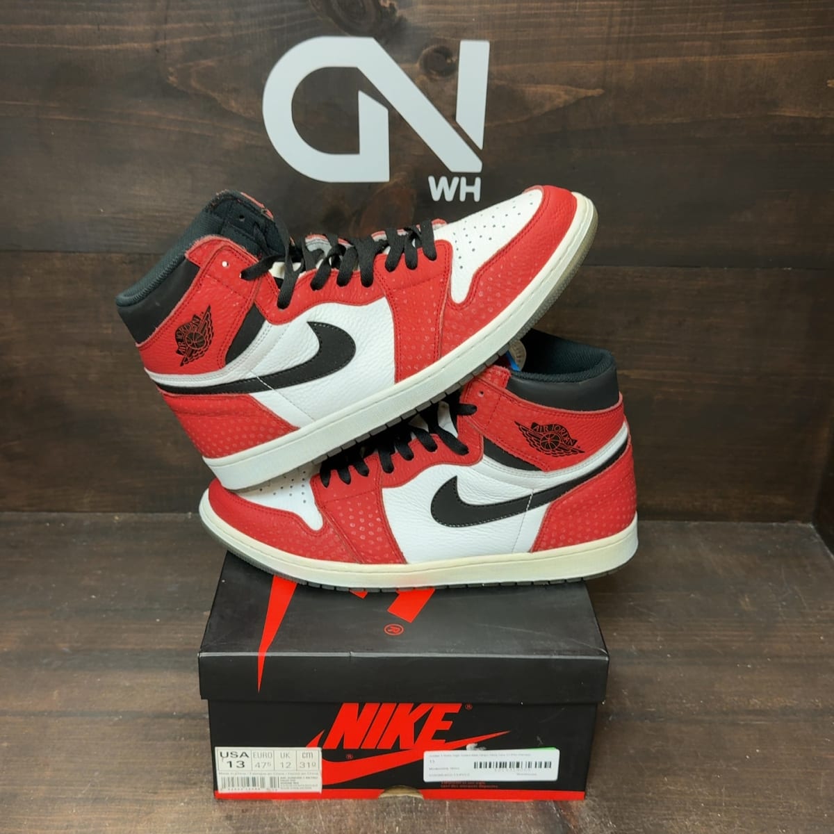 Jordan 1 Retro High Spider-Man Origin Story Size 13 (Pre-Owned) - front