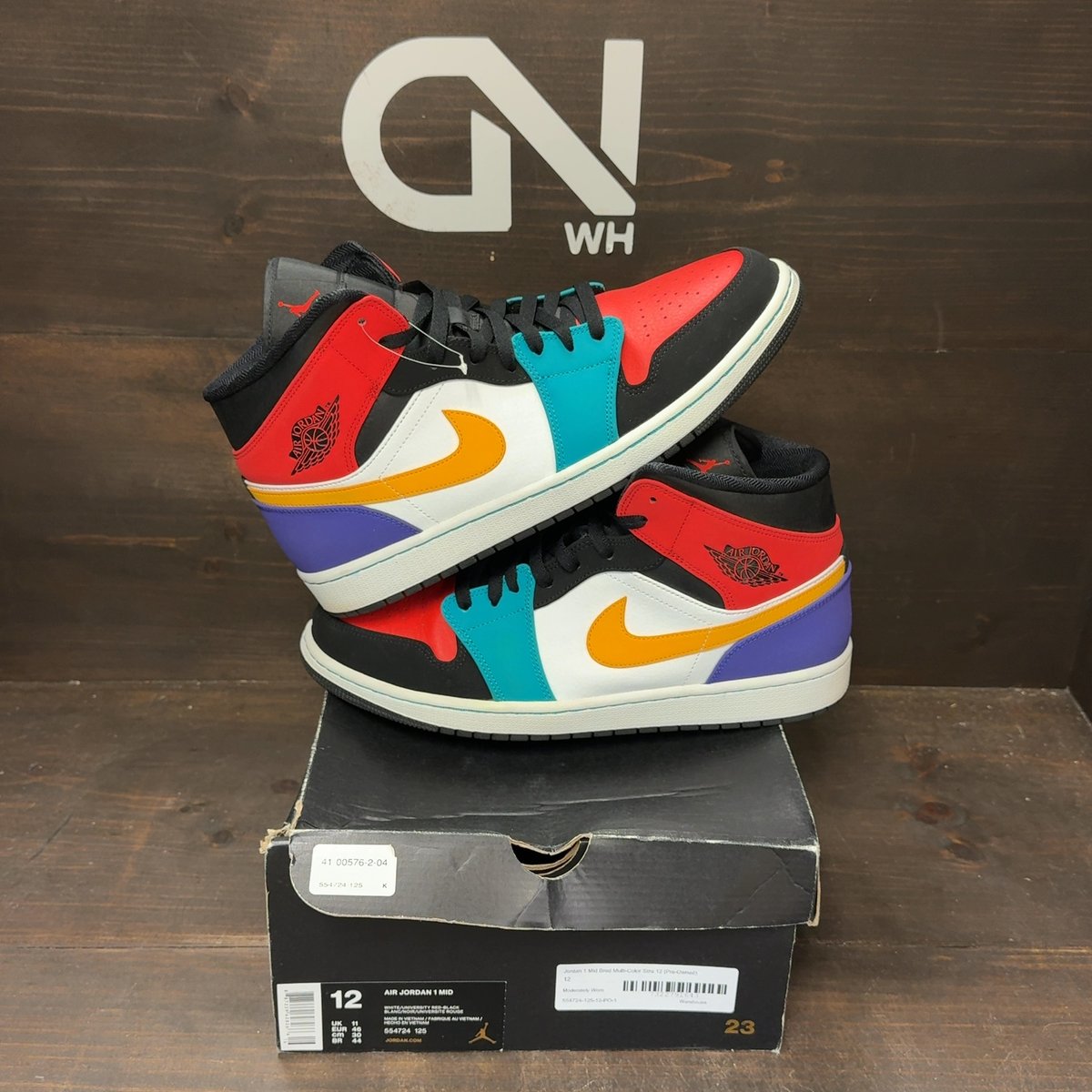 Jordan 1 Mid Bred Multi-Color Size 12 (Pre-Owned) - front