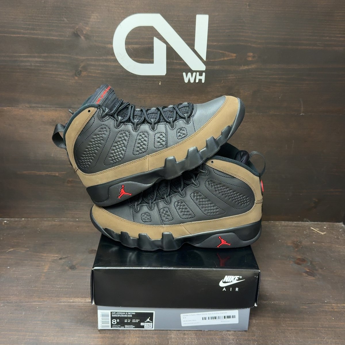 Jordan 9 Retro Olive (2024) Size 8.5 (Pre-Owned) - front