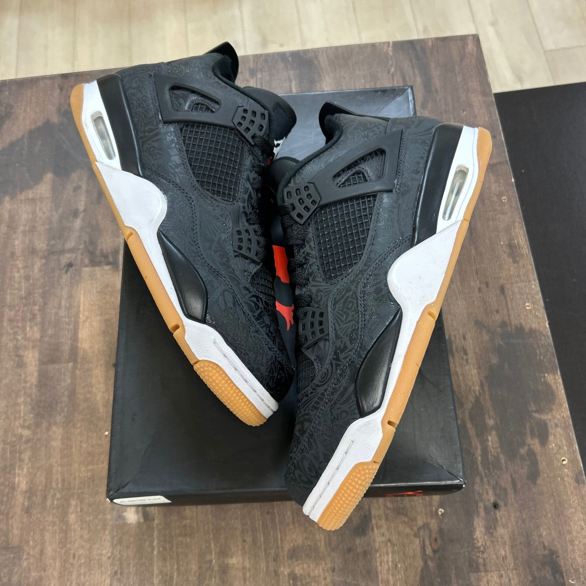 Jordan 4 Retro Laser Black Gum - Image 1