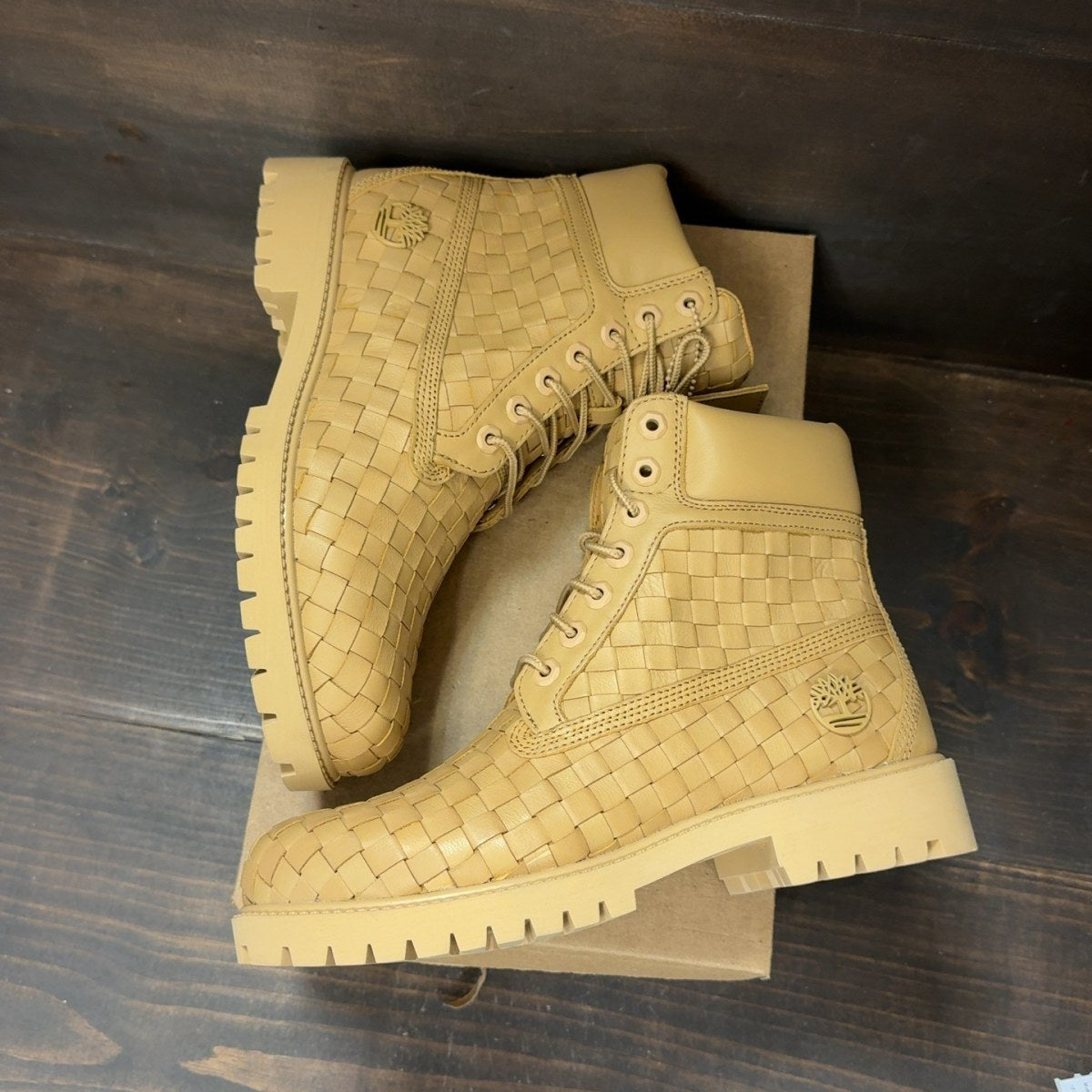 Timberland 6 Inch Premium Boot 'Woven Medium Beige Full Grain' Size 7.5 (Pre-Owned) - Image 3