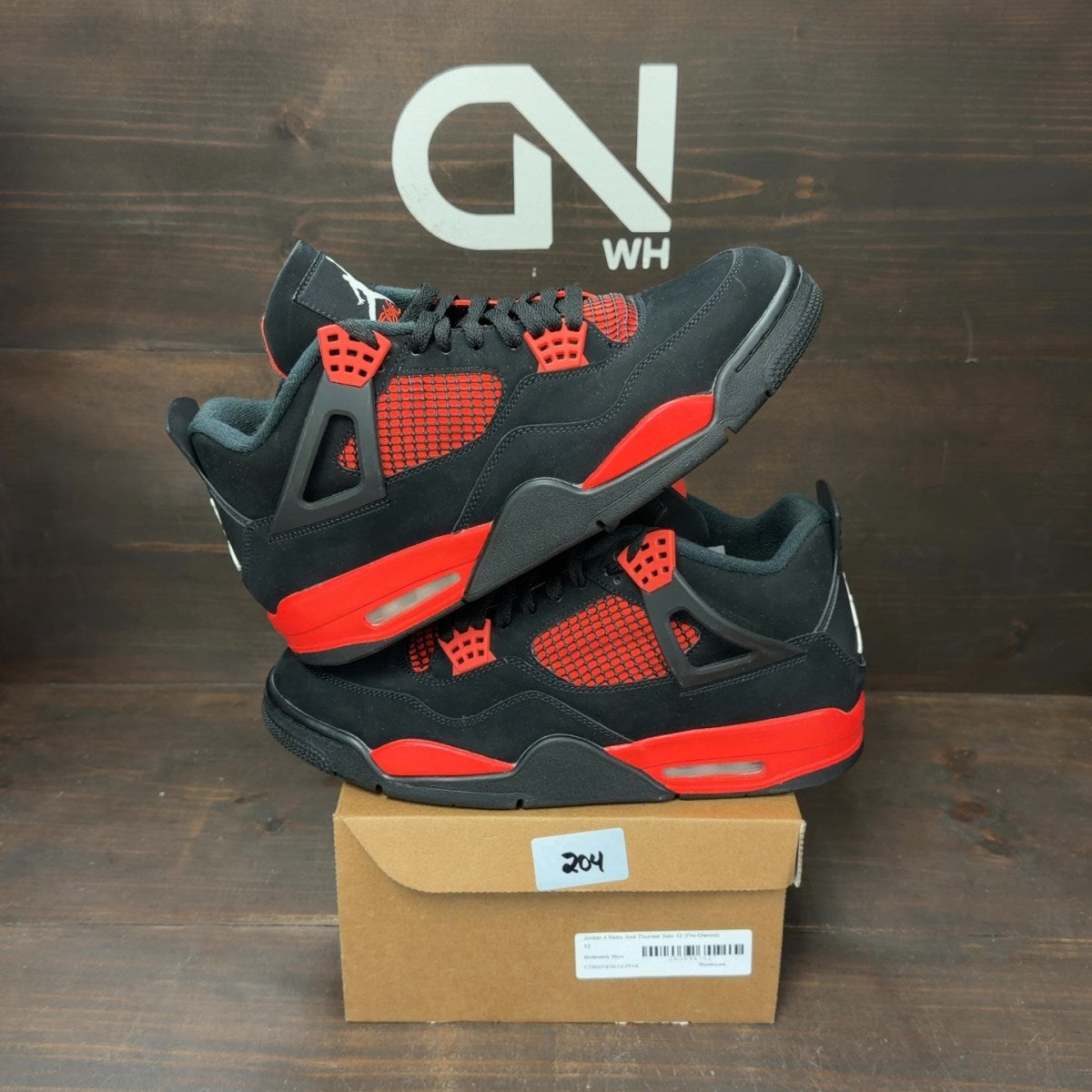 Jordan 4 Retro Red Thunder Size 12 (Pre-Owned) - Image 1