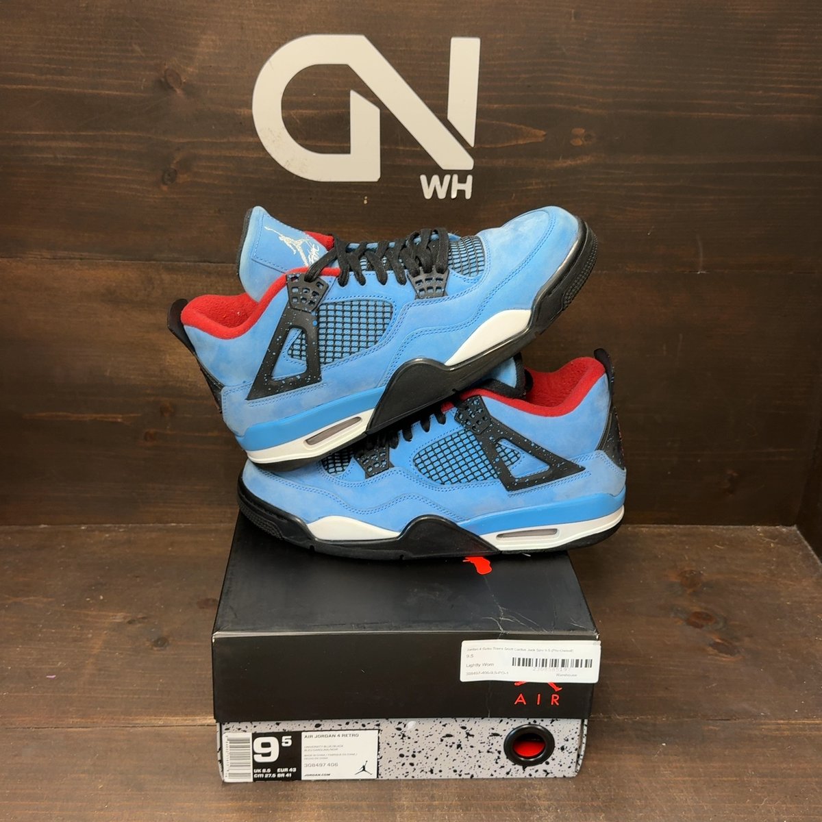 Jordan 4 Retro Travis Scott Cactus Jack Size 9.5 (Pre-Owned) - front