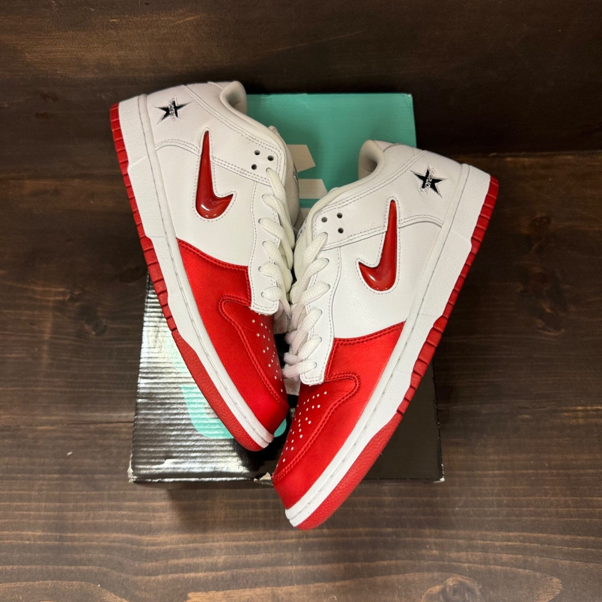 Nike SB Dunk Low Supreme Jewel Swoosh Red - Image 2
