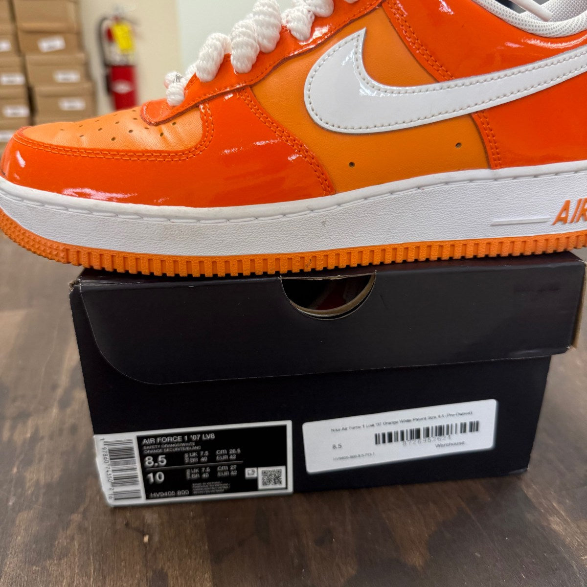 Nike Air Force 1 Low '07 Orange White Patent - Image 6
