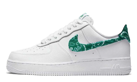 White Green Paisley Nike Air Force 1 Low '07 Essential (W) (Badly Damaged box)