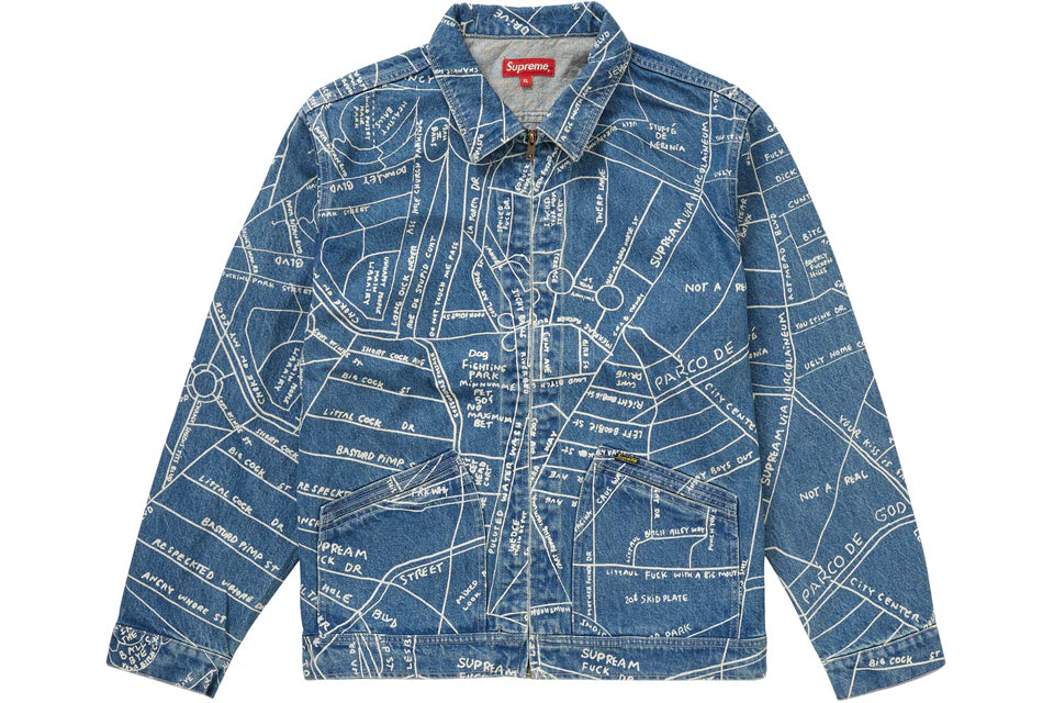 Supreme Gonz Map Work Jacket Washed Blue