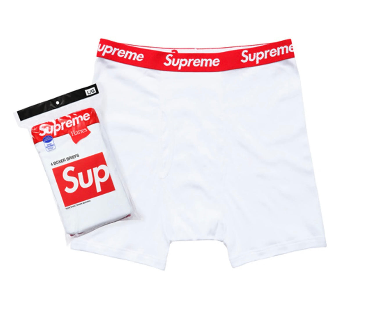 Supreme Hanes Boxer Briefs (4 Pack) White