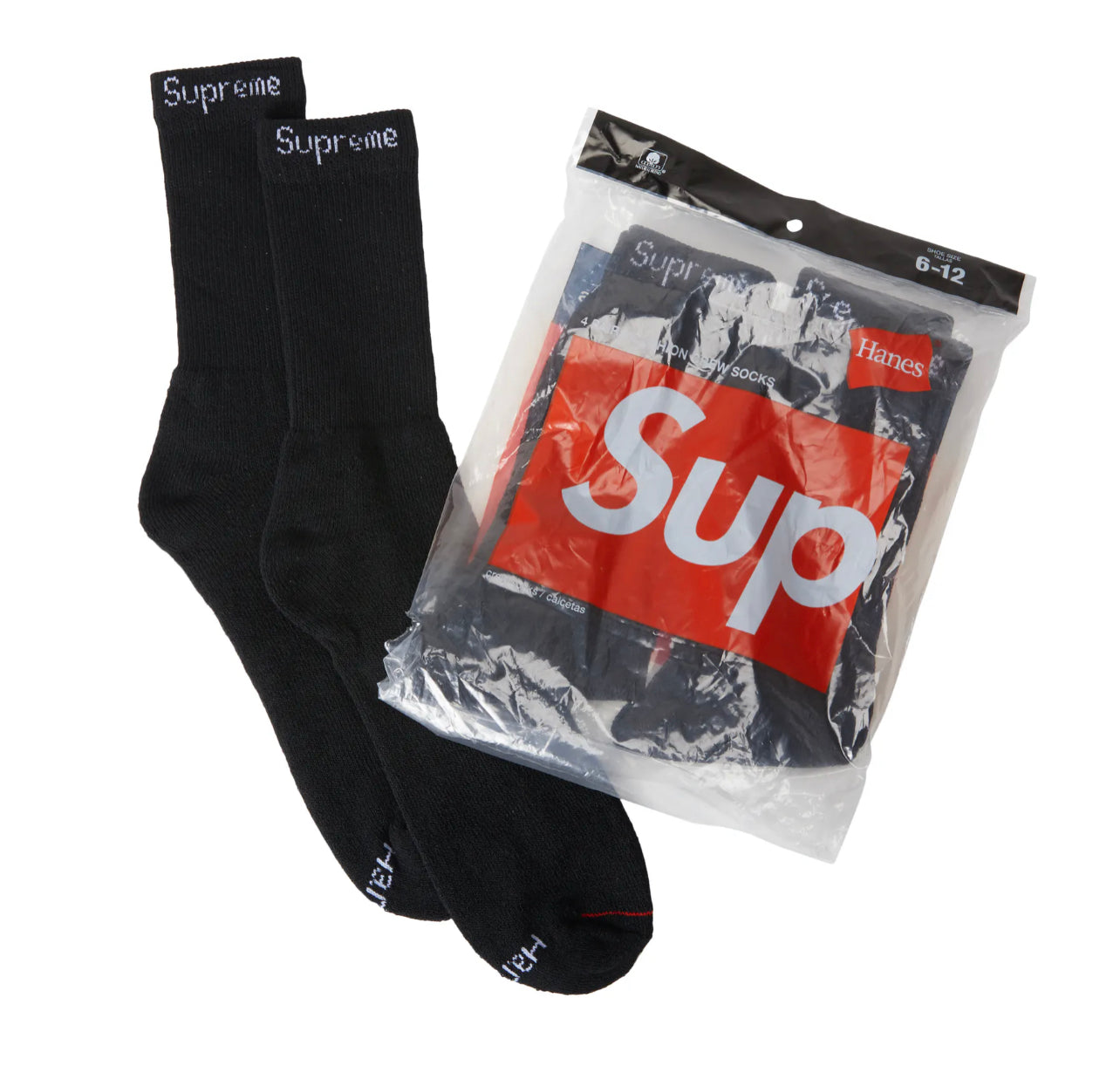 Supreme Hanes Socks (4 Pack) Black