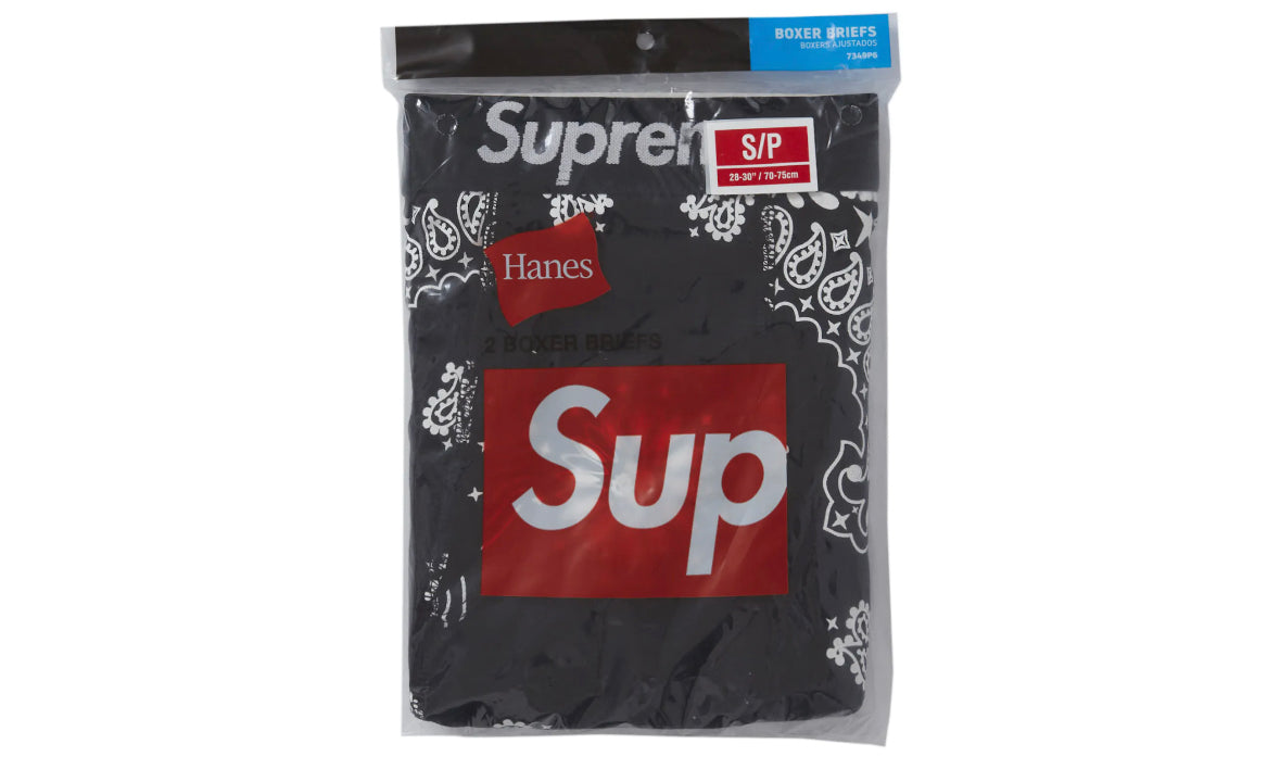 Supreme Hanes Bandana Boxer Briefs (2 Pack) Black
