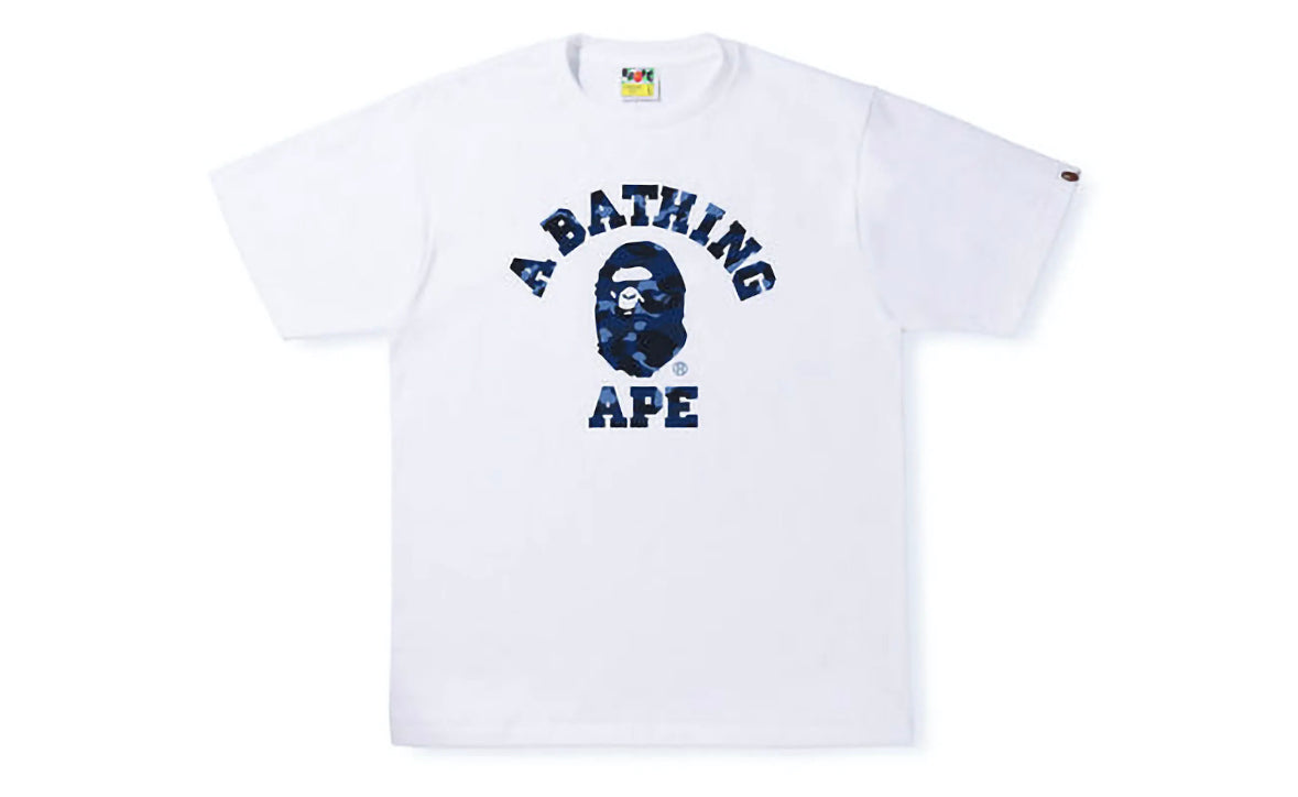 Bape College Tee White Navy