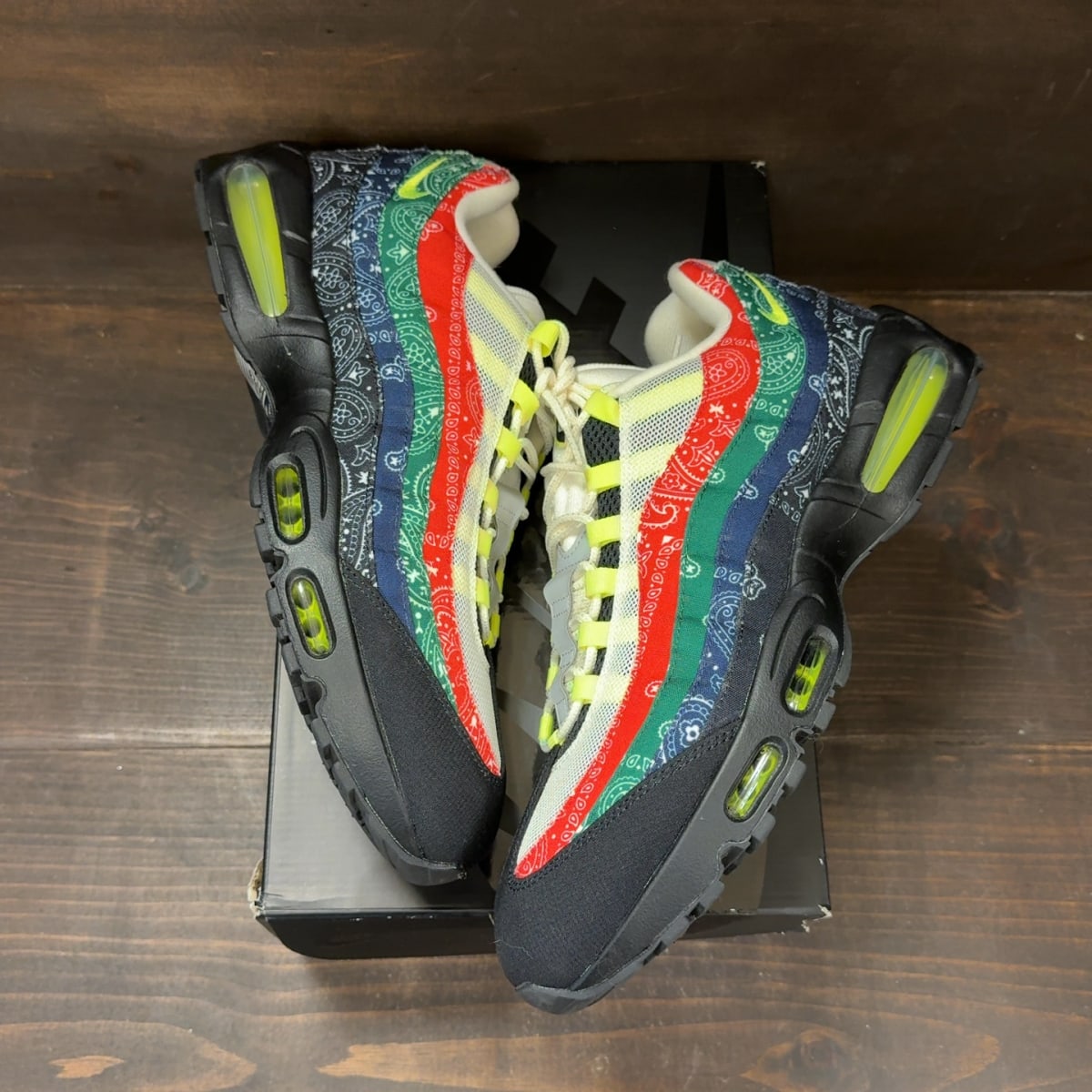 Nike Air Max 95 OG Big Bubble Neon Paisley Bandana Size 15 (Pre-Owned) - back