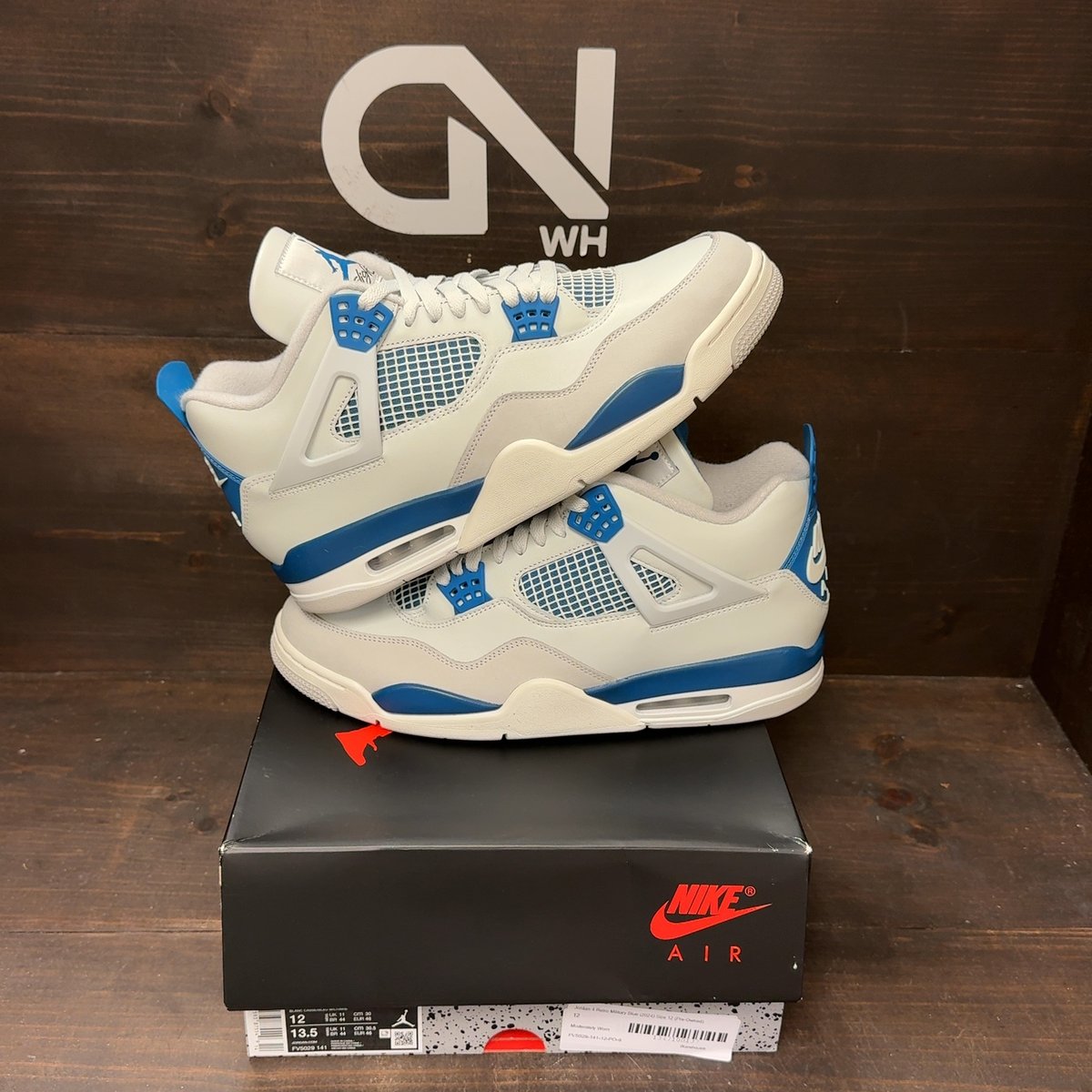 Jordan 4 Retro Military Blue (2024) Size 12 (Pre-Owned) - front