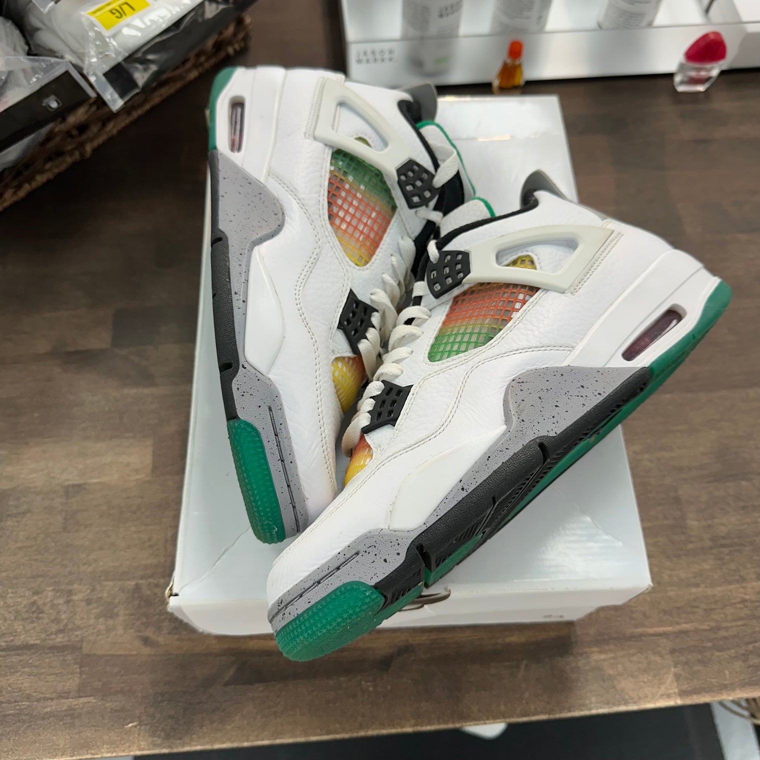 Lucid Green Rasta Jordan 4 (W) (USED)